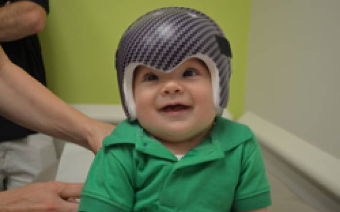 Wyatt in a helmet