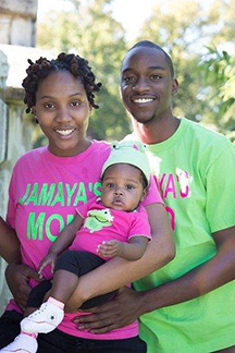 Williams' family with Jamaya
