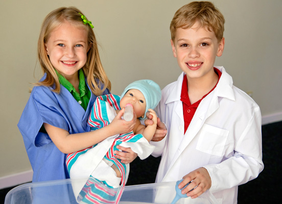 Kids acting as healthcare workers