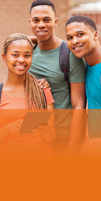 Close-up of a group students wearing backpacks