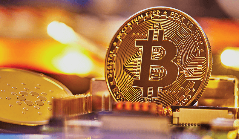 Picture of a physical represenation of a bitcoin