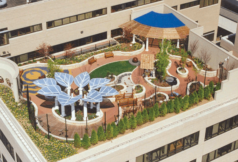 Aerial view of Olson Family Garden