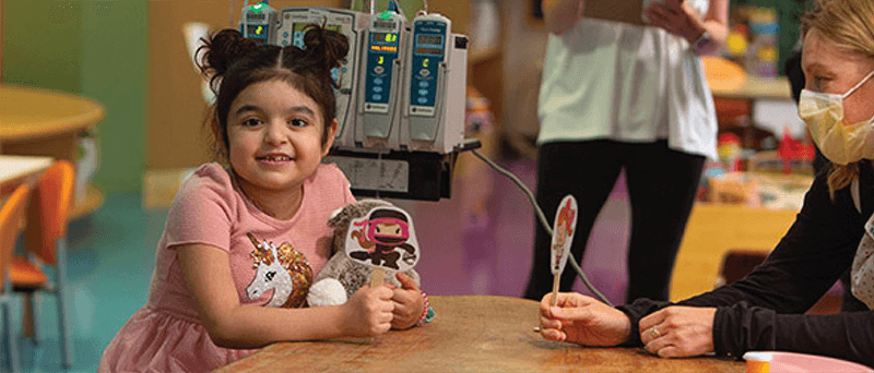Patient sitting at a table