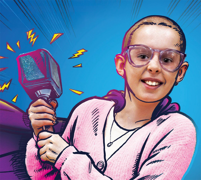 Comic book treatment of a photo of a female patient