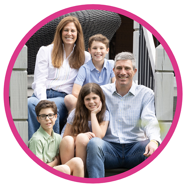 Family sitting on steps