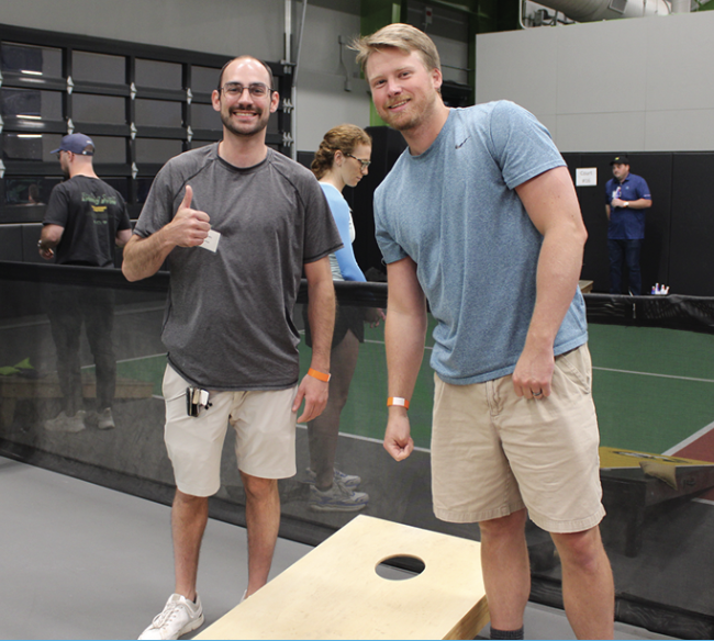 Men playing Cornhole