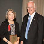 Dr. Grange with Larry J. Shapiro, MD, executive vice chancellor for medical affairs and dean of the medical school. Photo credit: Robert Boston