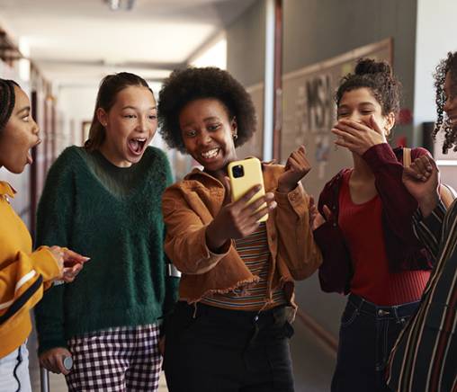 Group of young girls socializing together