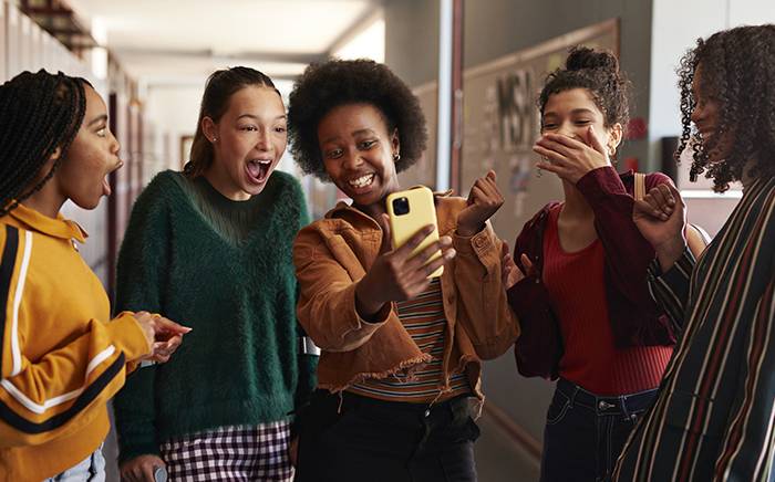 Group of young girls socializing together